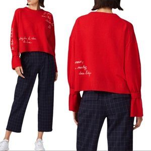 Cinq a Sep Red Josephine Pullover Sweater